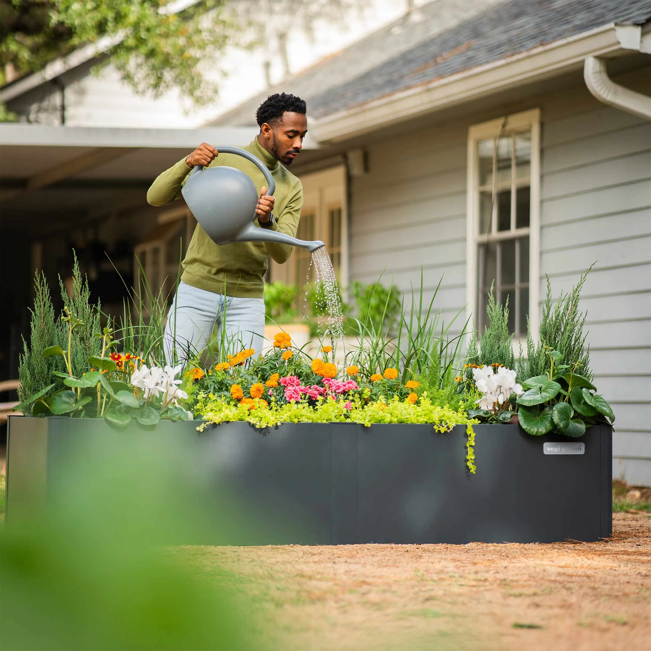 17" Tall Modern 27" x 53" Metal Raised Garden Bed