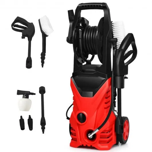 1800W 2030PSI Electric Pressure Washer Cleaner with Hose Reel-Red