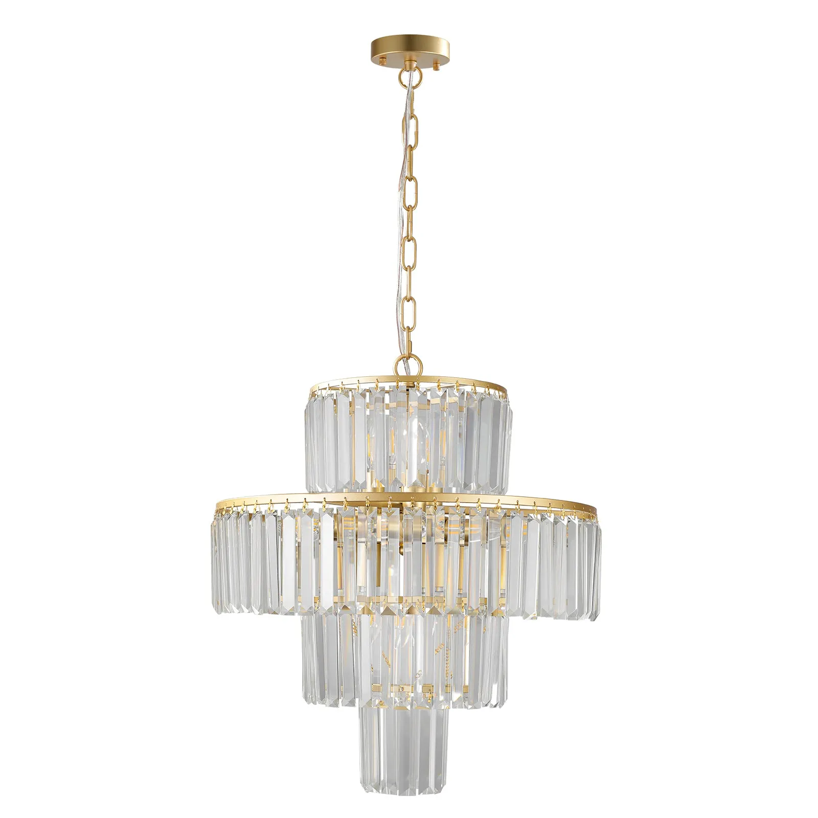 19.7" Luxury K9 Crystal Chandelier Modern Gold Chain Chandelier 4 Tier Crystal Chandelier