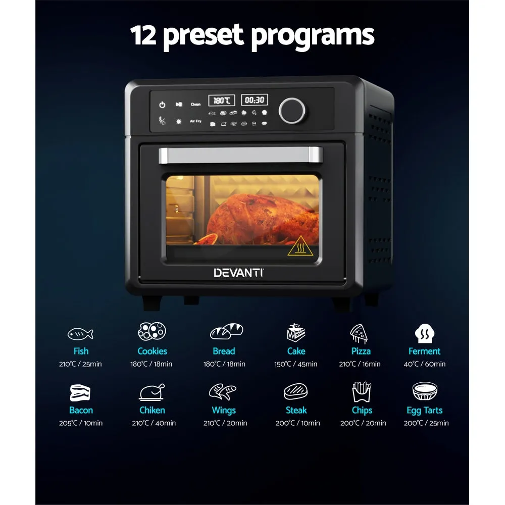 20L LCD Air Fryer Oven, 12 Presets, Stainless Steel - Devanti