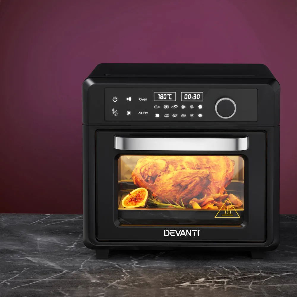 20L LCD Air Fryer Oven, 12 Presets, Stainless Steel - Devanti