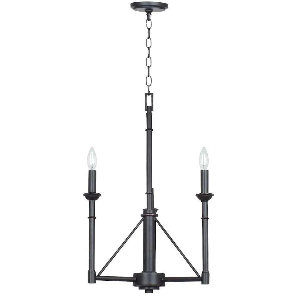 25.5" Inch Three Light Chandelier in Industrial Bronze