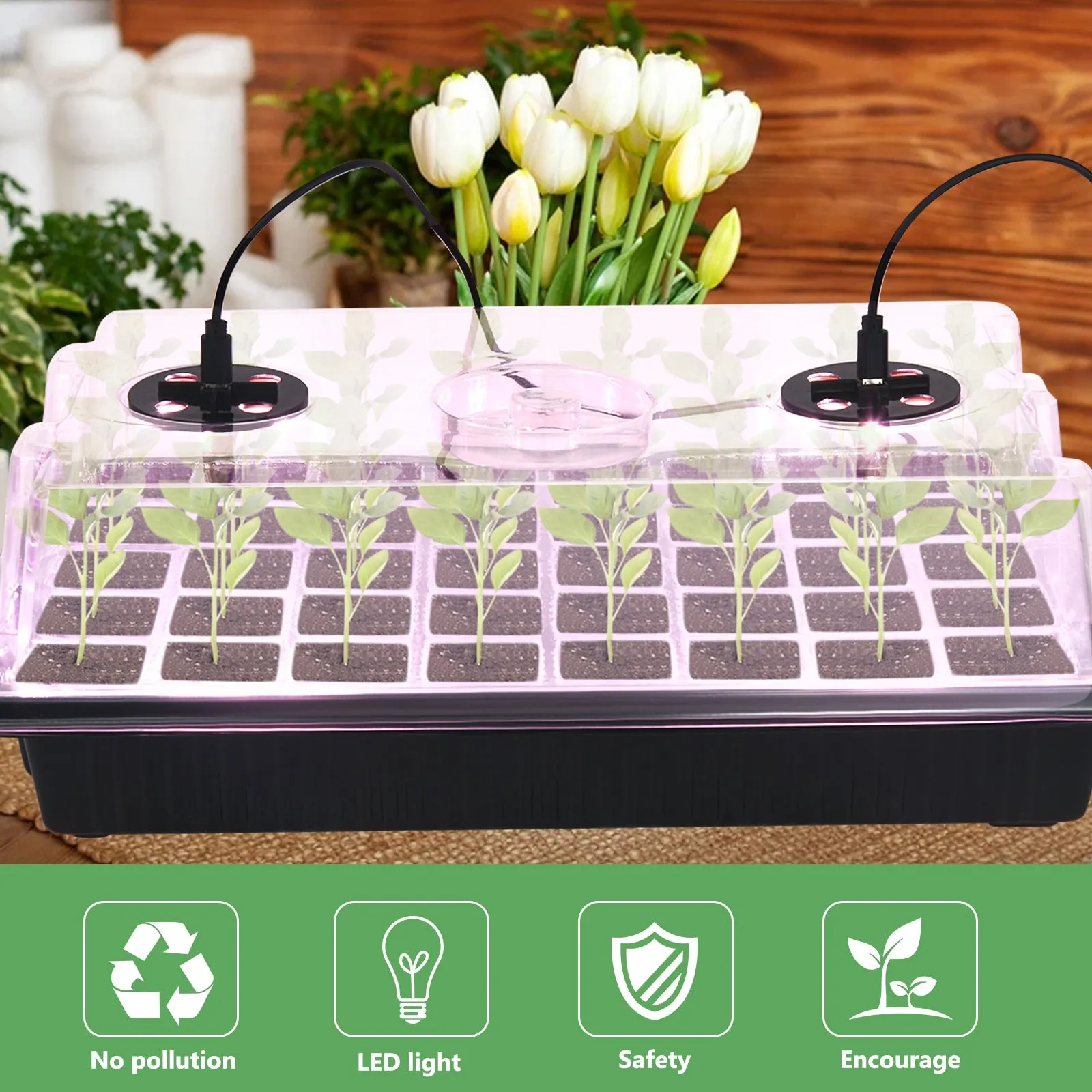 2Pcs Plant LED Lights - Seed Starter Trays & Nursery Pots for Indoor Gardening