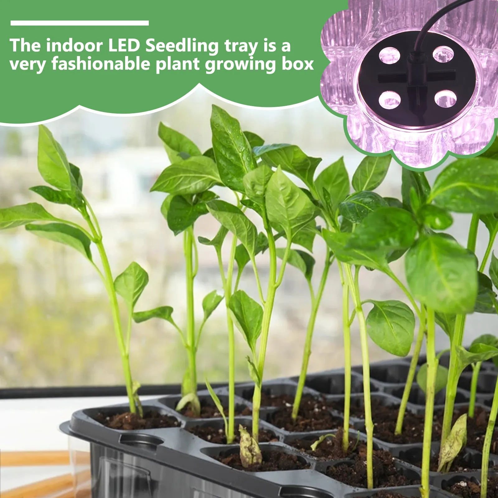 2Pcs Plant LED Lights - Seed Starter Trays & Nursery Pots for Indoor Gardening