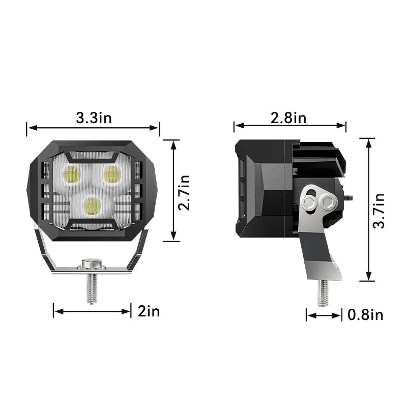 3 Inch LED Work Lights with Bracket for 2016-Later Toyota Tacoma | Horizon Series