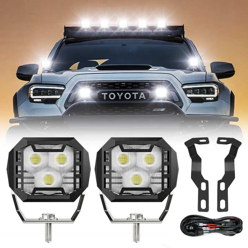 3 Inch LED Work Lights with Bracket for 2016-Later Toyota Tacoma | Horizon Series