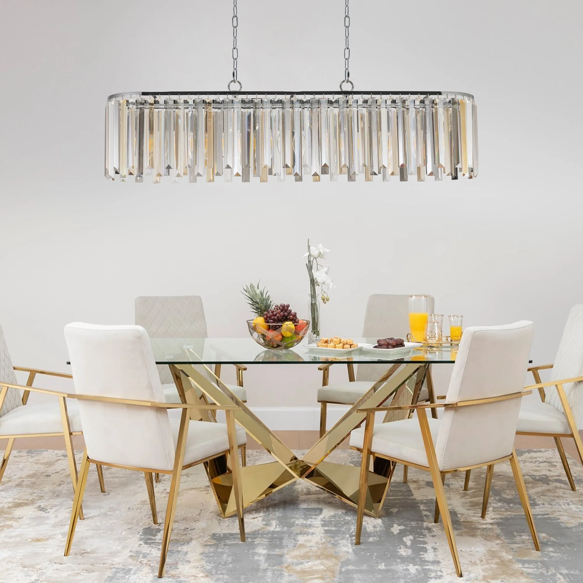 39.4" Modern Oval K9 Crystal Chandelier Luxury Chain Chandelier Luxury Indoor Lighting