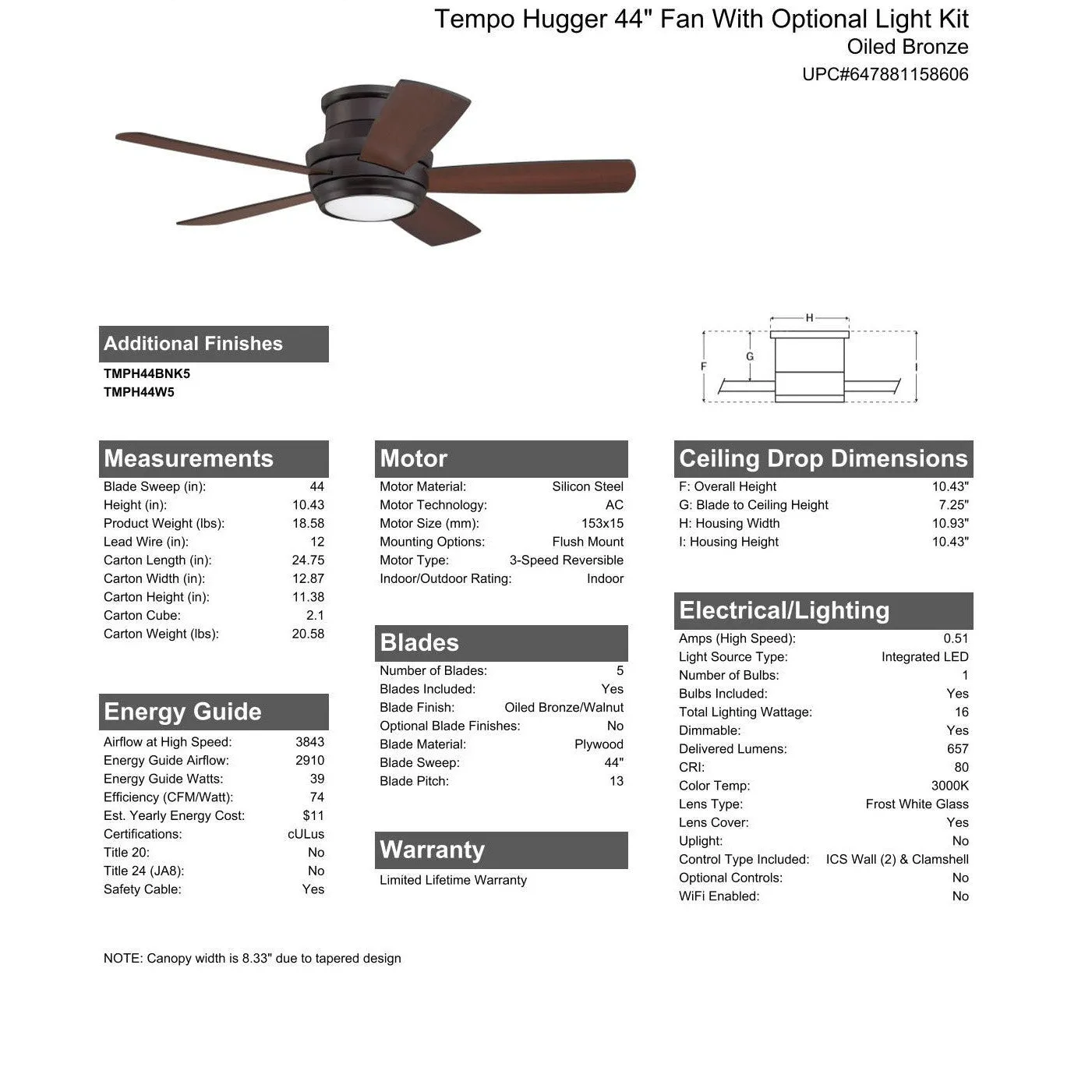 44" Tempo Hugger in Oiled Bronze w/ Oiled Bronze/Walnut Blades