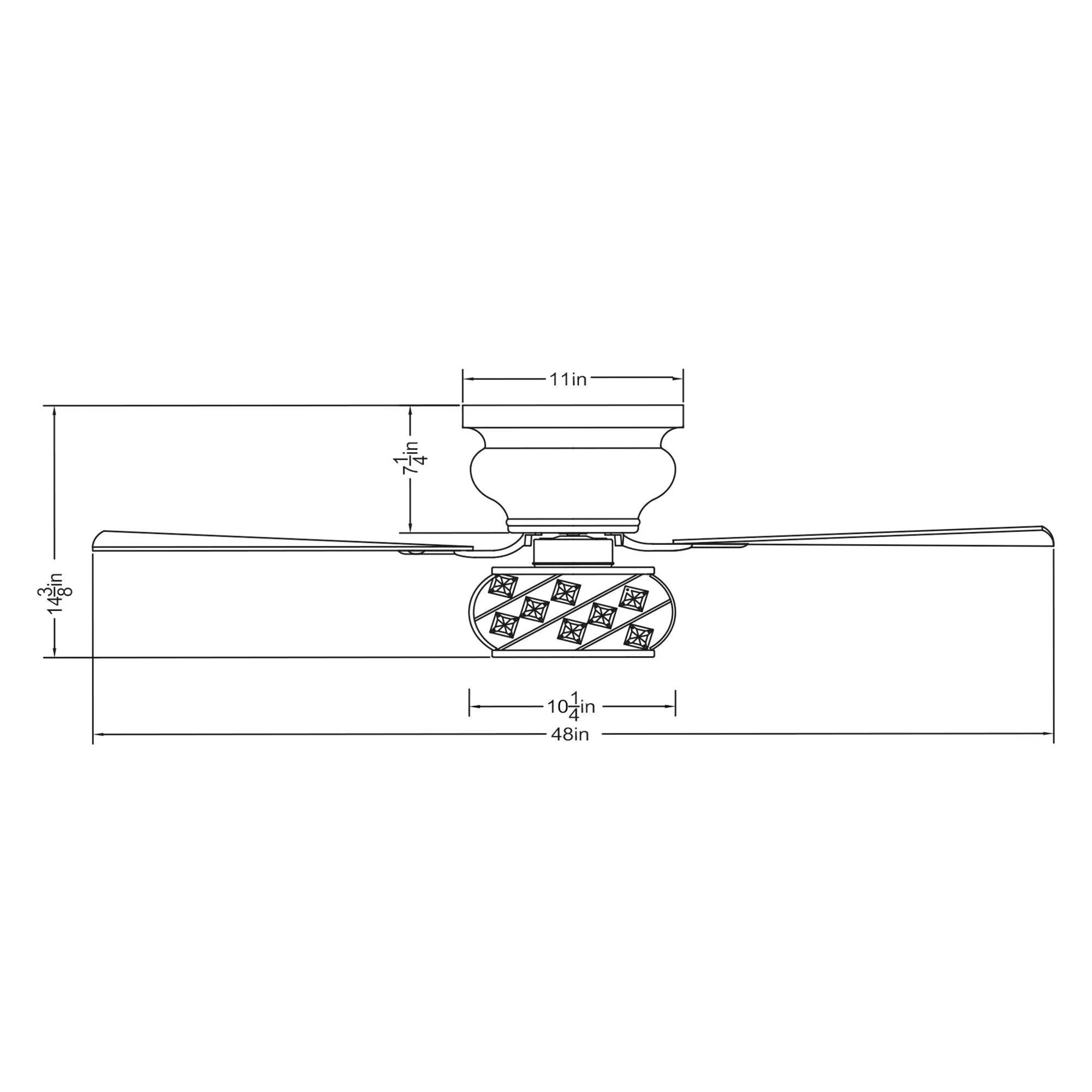 48" Modern Chrome Flush Mount Reversible Crystal Ceiling Fan with Lighting and Remote Control