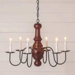 6-Arm Maple Glenn Wood Chandelier in Rustic Red