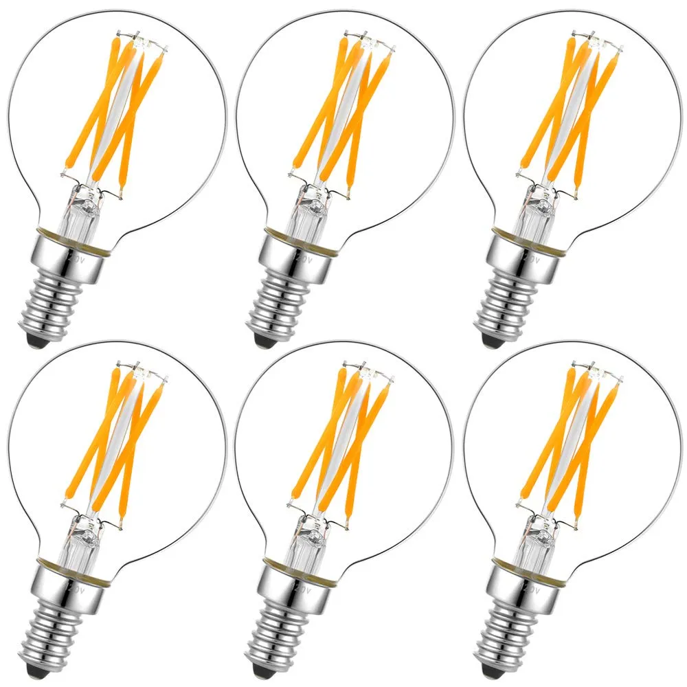 6Pcs Clear LED bulbs for the Pulsar Sputnik chandeliers. (4W warm white) Dimmable