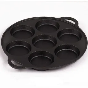 7 Cup Cast Iron Egg Fry Pan w/ 4 Compartments, 100% Cast Iron