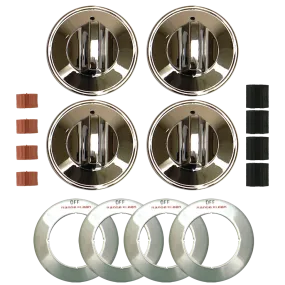 8224 Universal 4 Pack Chrome Replacement Knob Kit Gas Stove