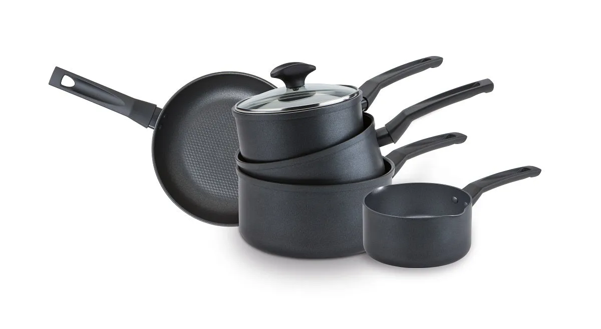 9 X Tougher Non-Stick Frying Pan, Saucepan & Milk Pan Set - 5 Pieces