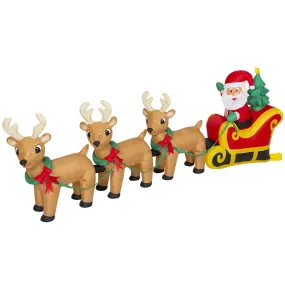 9ft Pre-Lit Inflatable Christmas Santa Claus and Reindeer - Multicolor