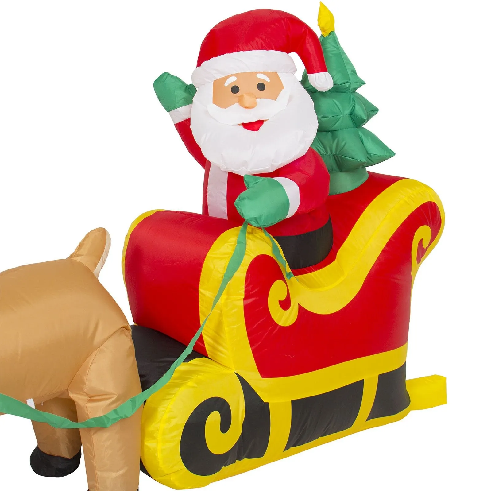 9ft Pre-Lit Inflatable Christmas Santa Claus and Reindeer - Multicolor