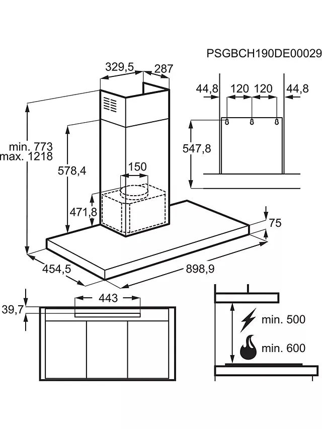 AEG DBK6980HG 90cm Chimney Cooker Hood - Stainless Steel