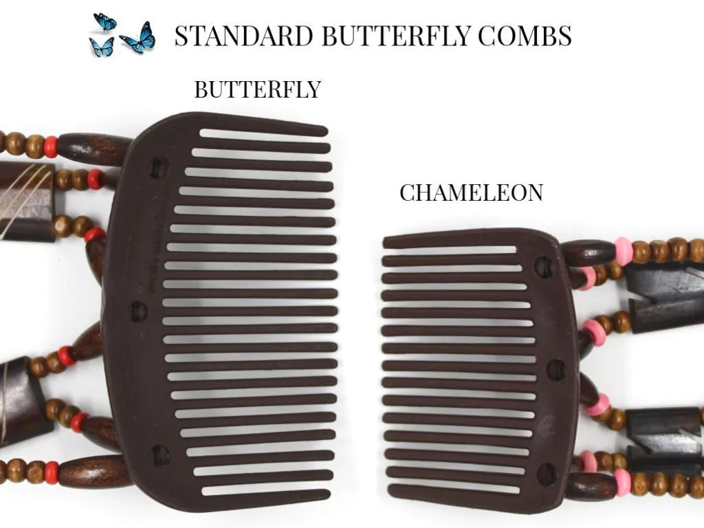 African Butterfly Hair Comb - Dalena Turquoise 02