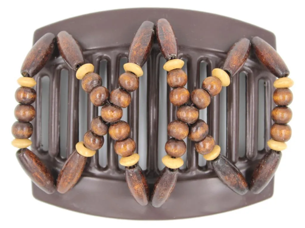 African Butterfly Thick Hair Comb - Beada Brown 186