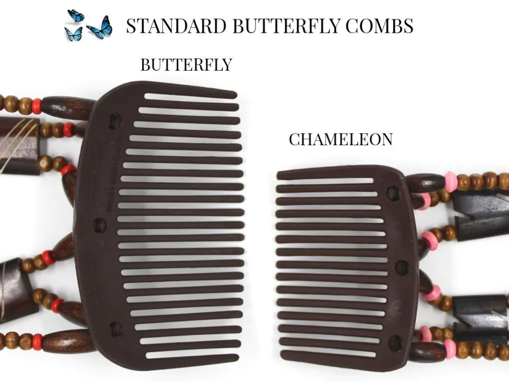 African Butterfly Thick Hair Comb - Beada Tube Black 57