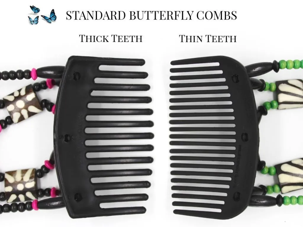 African Butterfly Thick Hair Comb - Gemstone Brown 52