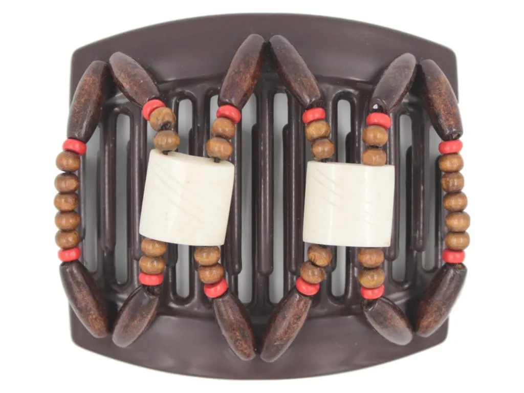 African Butterfly Thick Hair Comb - Stones & Bones Brown 80