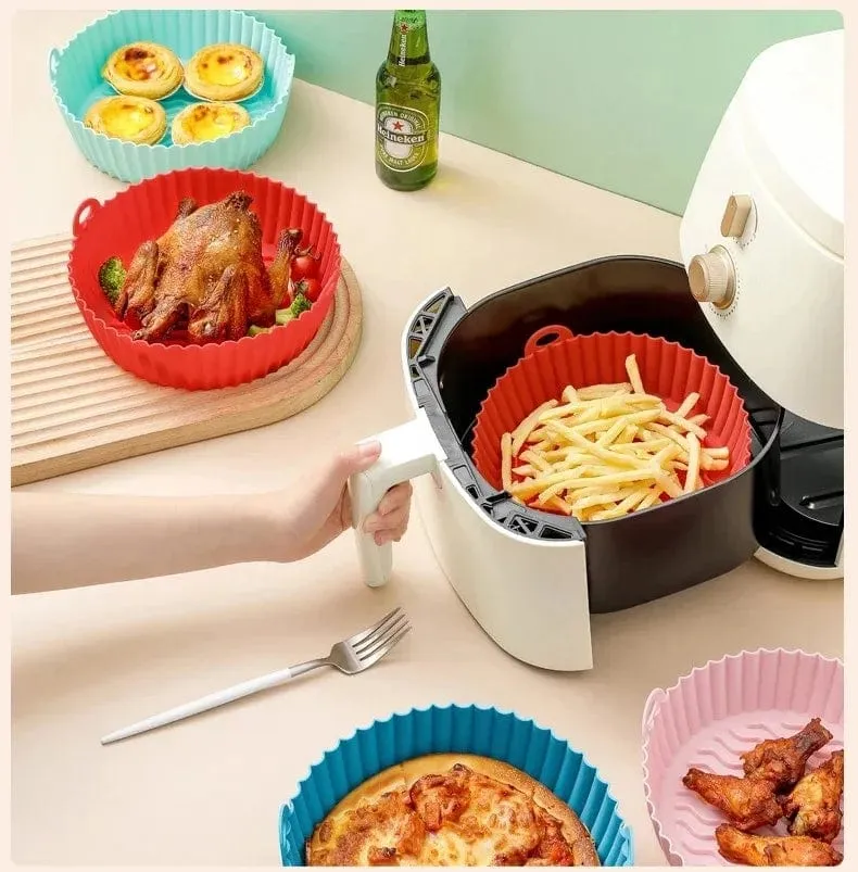 Air Fryer Silicone Reusable Pan - ( Pack Of 3 )