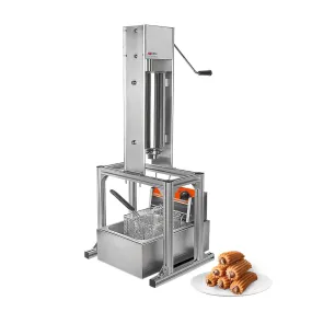 ALD-288 Churro Maker Machine | Interchangeable Nozzles | Manual Churro Maker with Deep Fryer | Stainless Steel