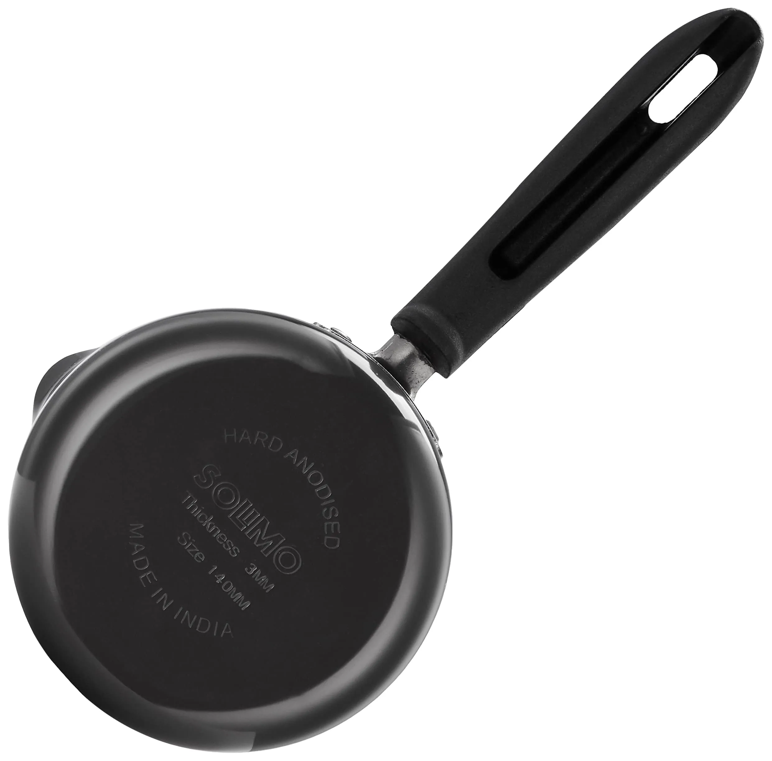 Amazon Brand - Solimo Hard Anodized Saucepan with Bakelite Handle (900ml)- Non- Induction, Aluminium, Black