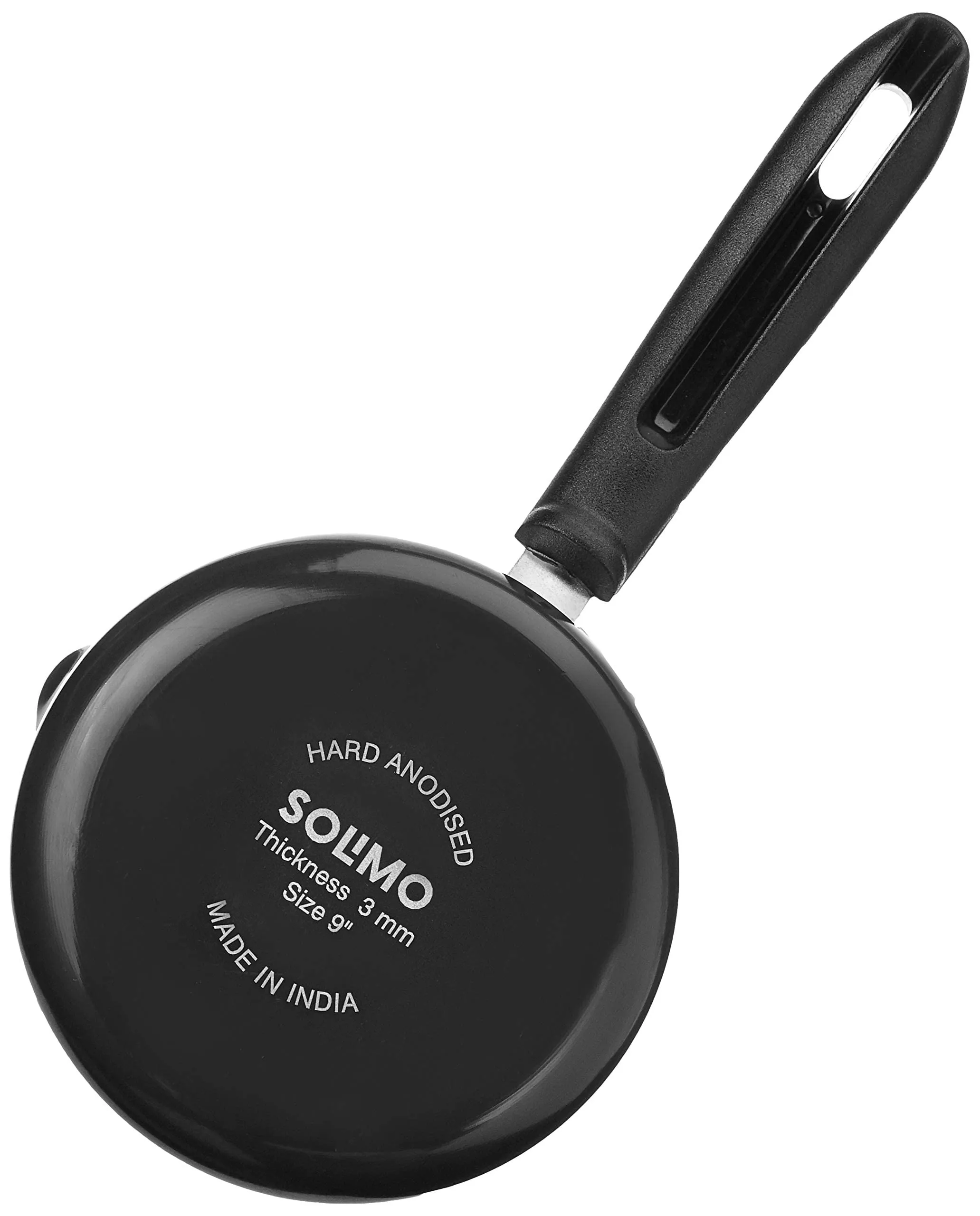 Amazon Brand - Solimo Hard Anodized Saucepan with Bakelite Handle (900ml)- Non- Induction, Aluminium, Black