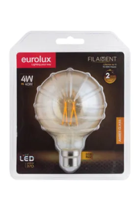 Amber LED Filament G95 B22 4w