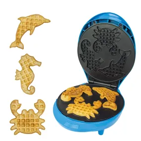 Animal Planet Waffle Makers / 3 in 1 Animal Shaped Waffle Iron/Cool Touch Handle/Non-Stick Coating/Cord Storage/Anti-Slip Feet (Sea Life)