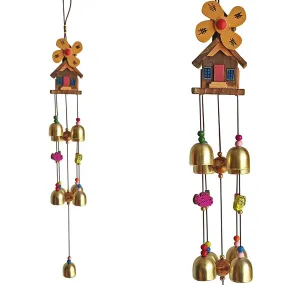 Antlantic Wood Store Wood Copper Wind Chimes for Home Bedroom Balcony Garden etc (Decorative Item) 5 Bell