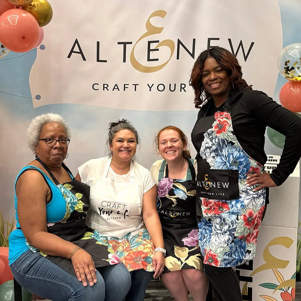 Artsy Apron: Pink & Aqua Billowing Peonies - Black