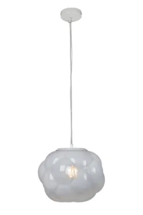 Athens Pendant Chrome Opal & Clear Glass 300Mm