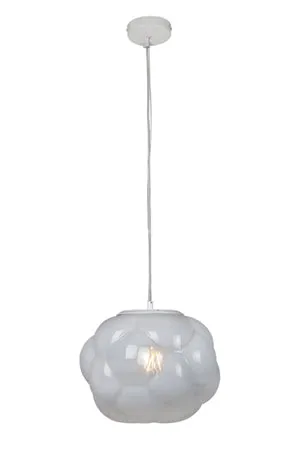 Athens Pendant Chrome Opal & Clear Glass 300Mm