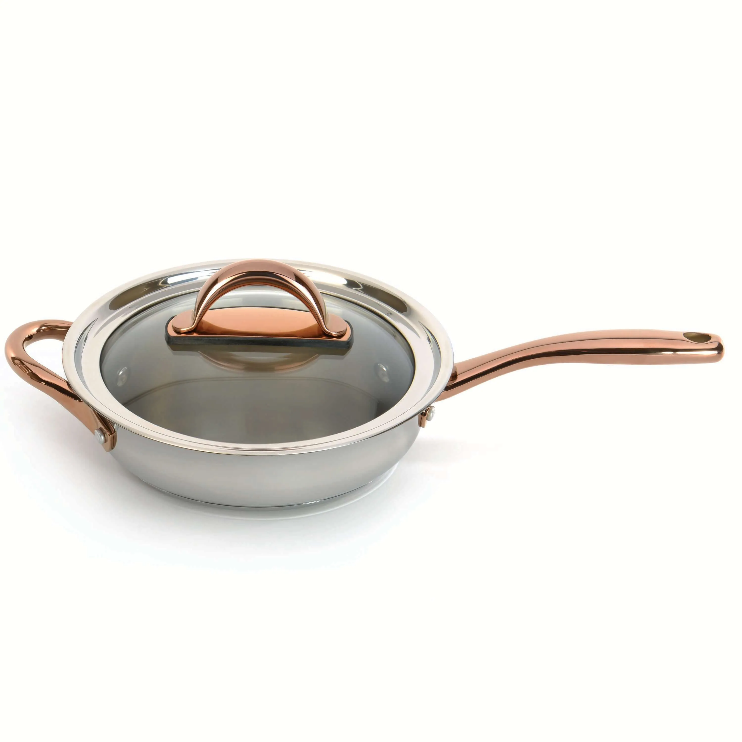 BergHOFF Ouro Gold 5pc 18/10 Stainless Steel Starter Set, Glass Lids, Rose Gold Handles