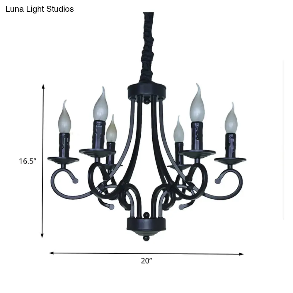 Black Iron Vintage Chandelier Light with Candle-inspired Design, 6/8 Heads - Hanging Ceiling Light