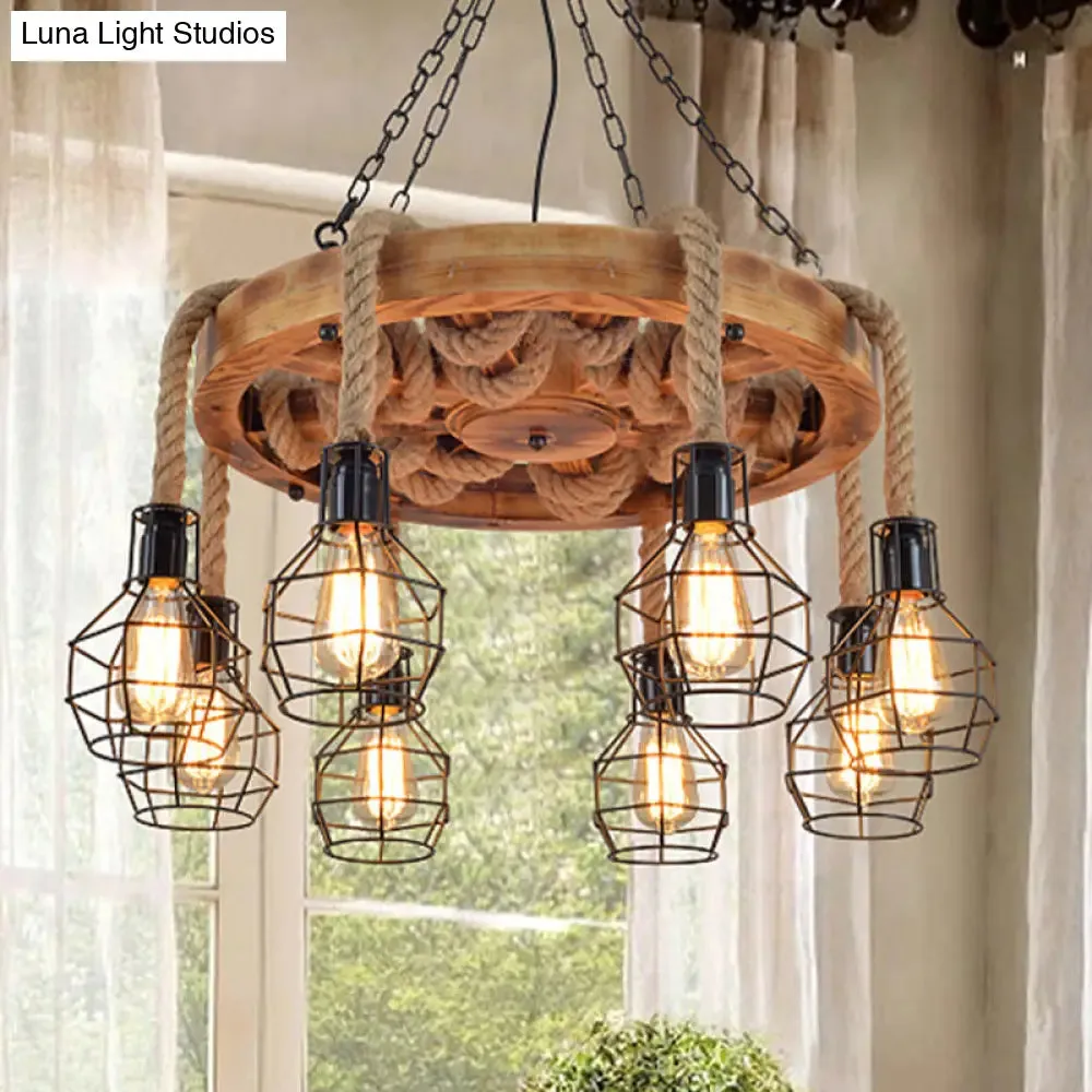 Black Metal Chandelier Light | Farmhouse Hanging Ceiling Fixture – 6/8 Lights | Ideal for Living Room