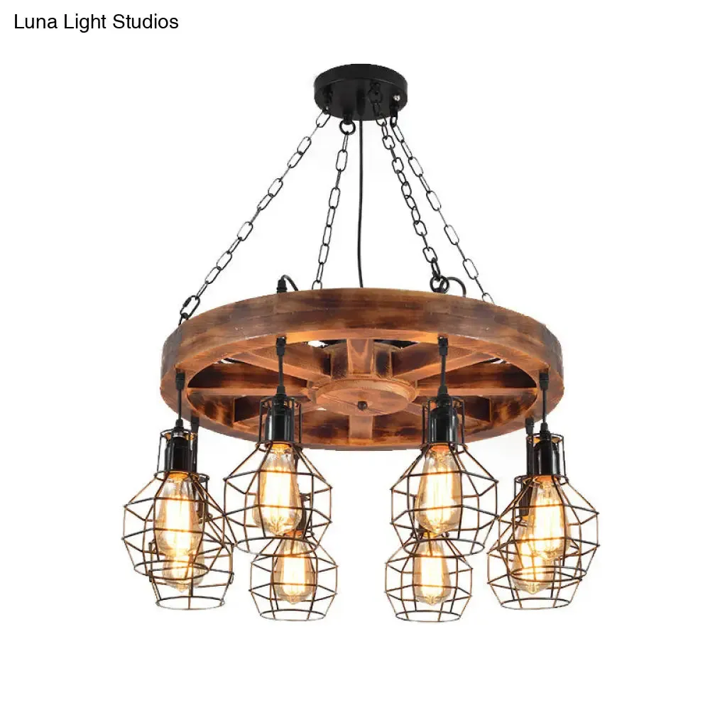 Black Metal Chandelier Light | Farmhouse Hanging Ceiling Fixture – 6/8 Lights | Ideal for Living Room