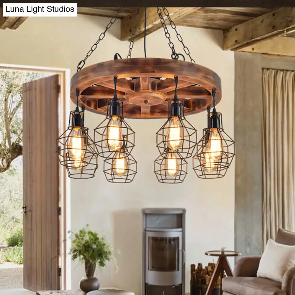 Black Metal Chandelier Light | Farmhouse Hanging Ceiling Fixture – 6/8 Lights | Ideal for Living Room