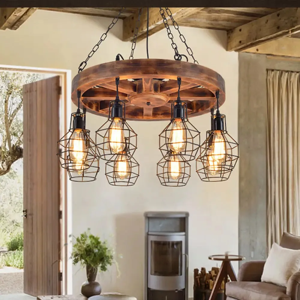 Black Metal Chandelier Light | Farmhouse Hanging Ceiling Fixture – 6/8 Lights | Ideal for Living Room