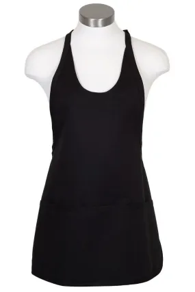 Black Scoop Neck Bib Adjustable Apron (3 Pockets)