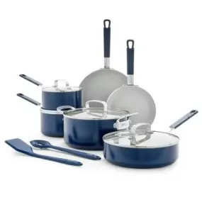 Bobby Flay 12pc Ceramic Nonstick Aluminum Cookware Set Oxford Blue