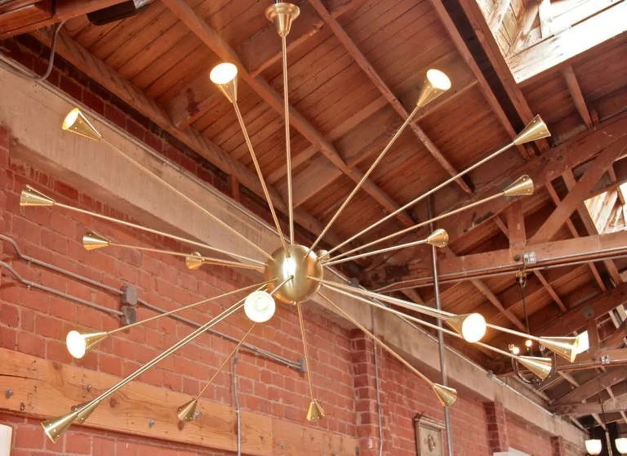 Brass Sputnik Chandelier with Twenty Arms