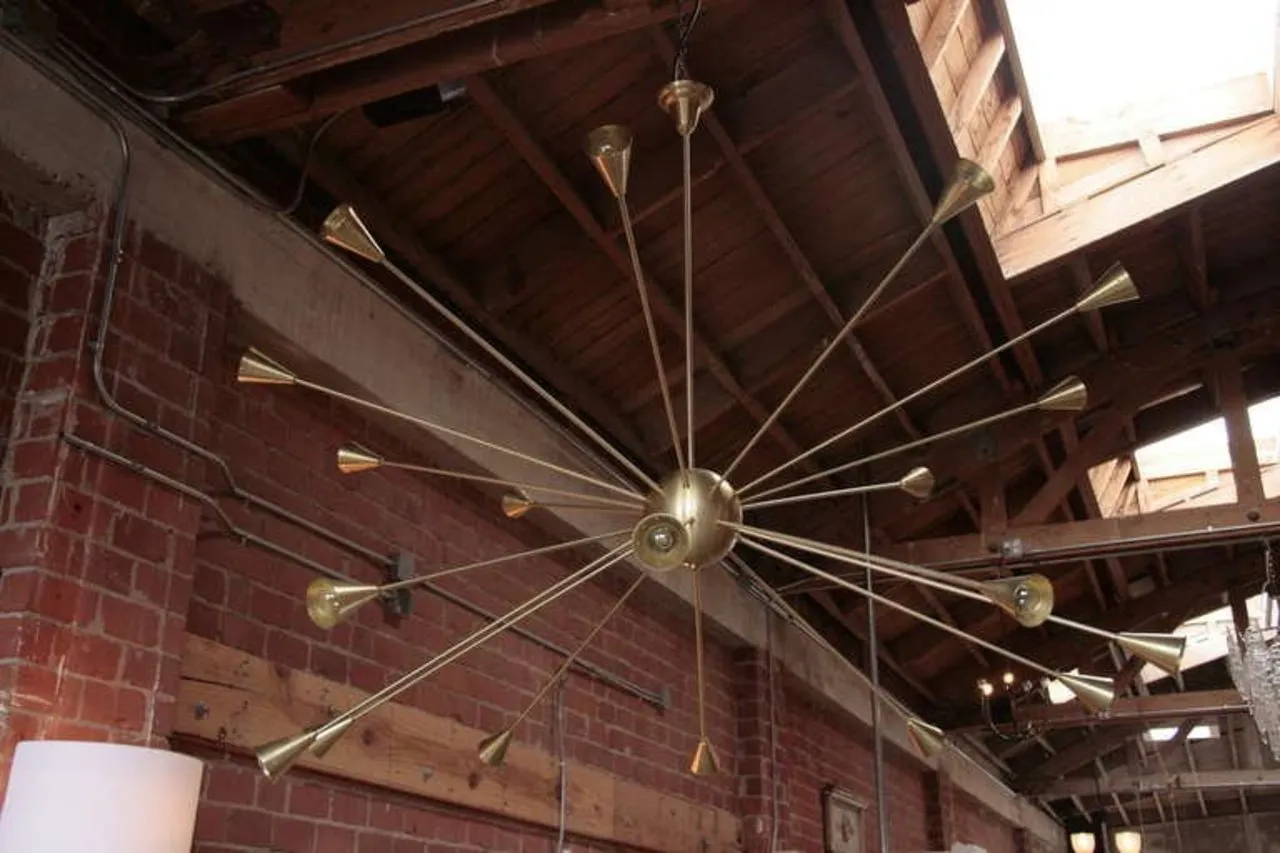 Brass Sputnik Chandelier with Twenty Arms