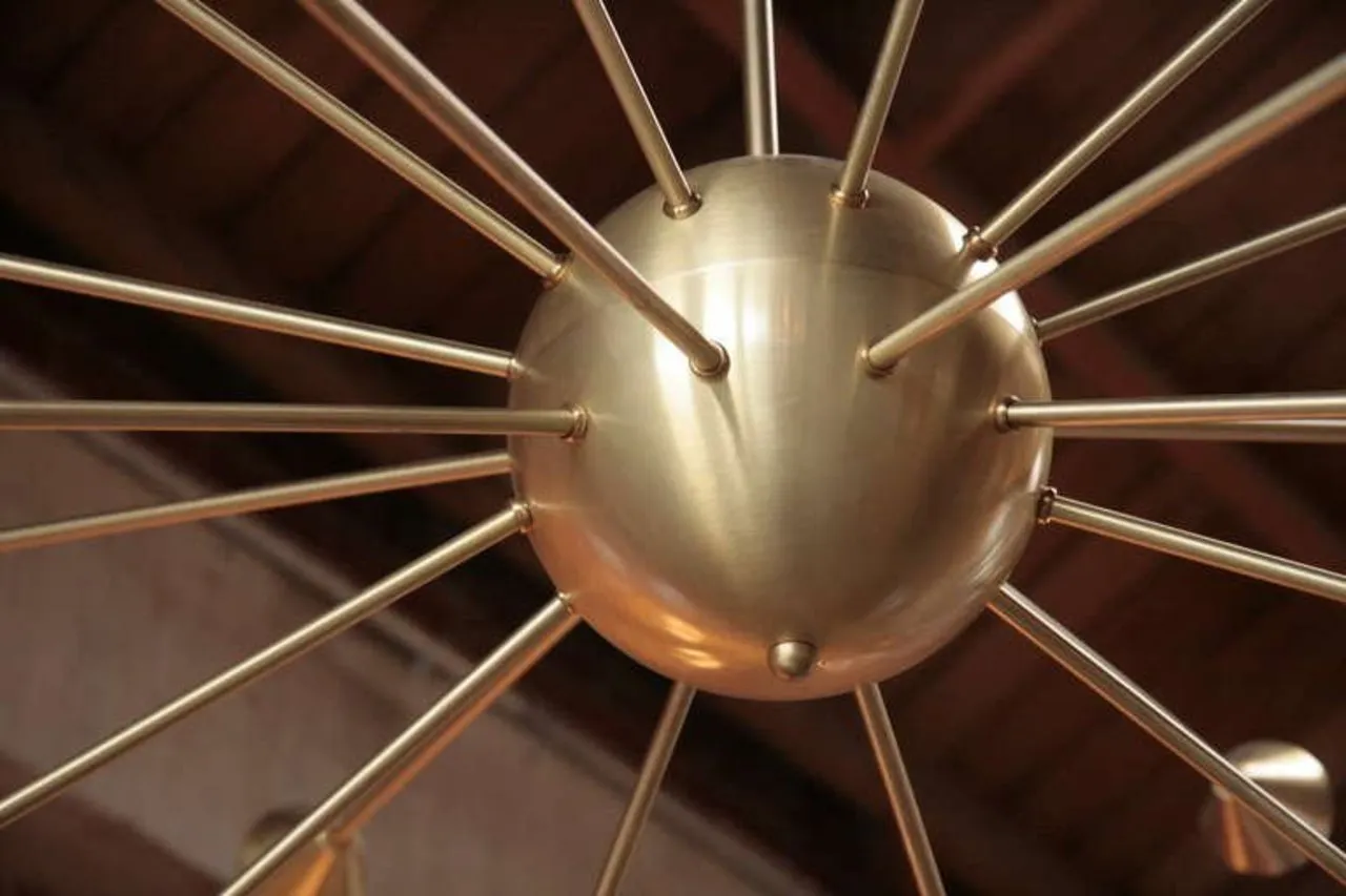 Brass Sputnik Chandelier with Twenty Arms