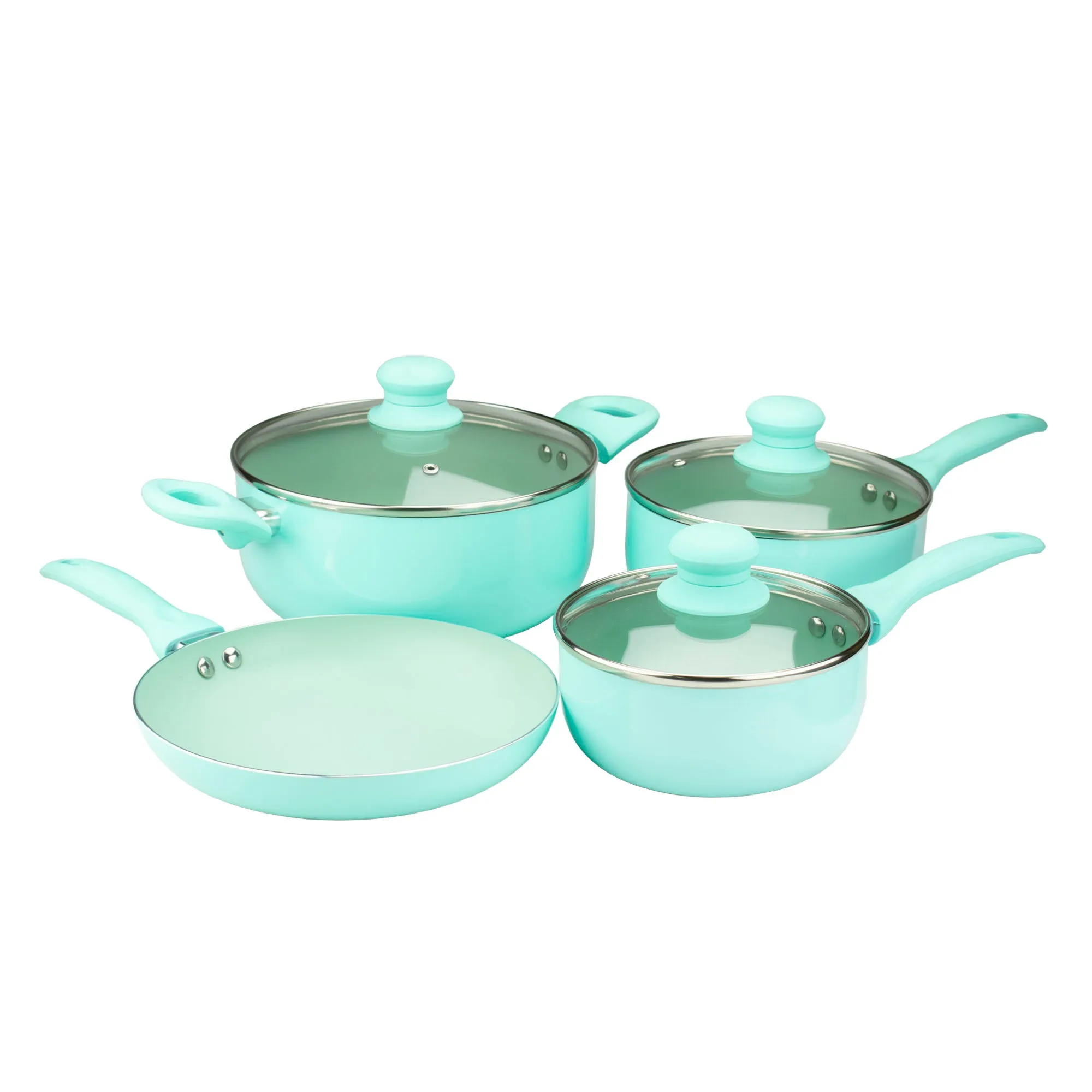 Brentwood BPS-207BL 7-Piece Aluminum Non-Stick Cookware Set, Blue