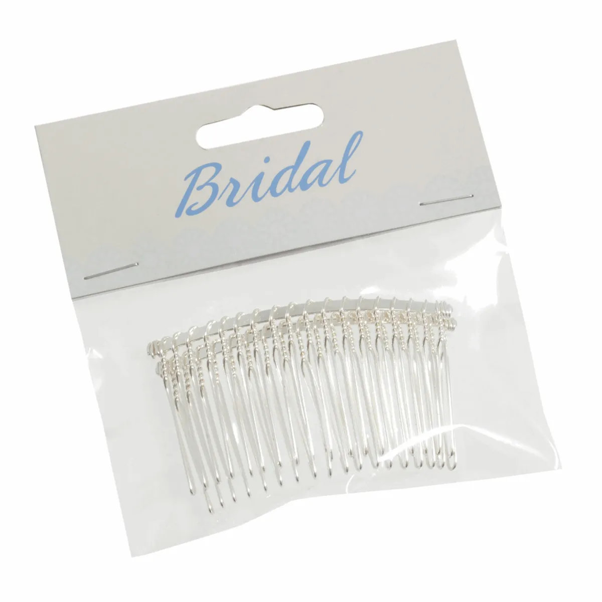 Bridal Silver Metal Hair Comb Slides - 7 x 3.5cm (Pack of 2)