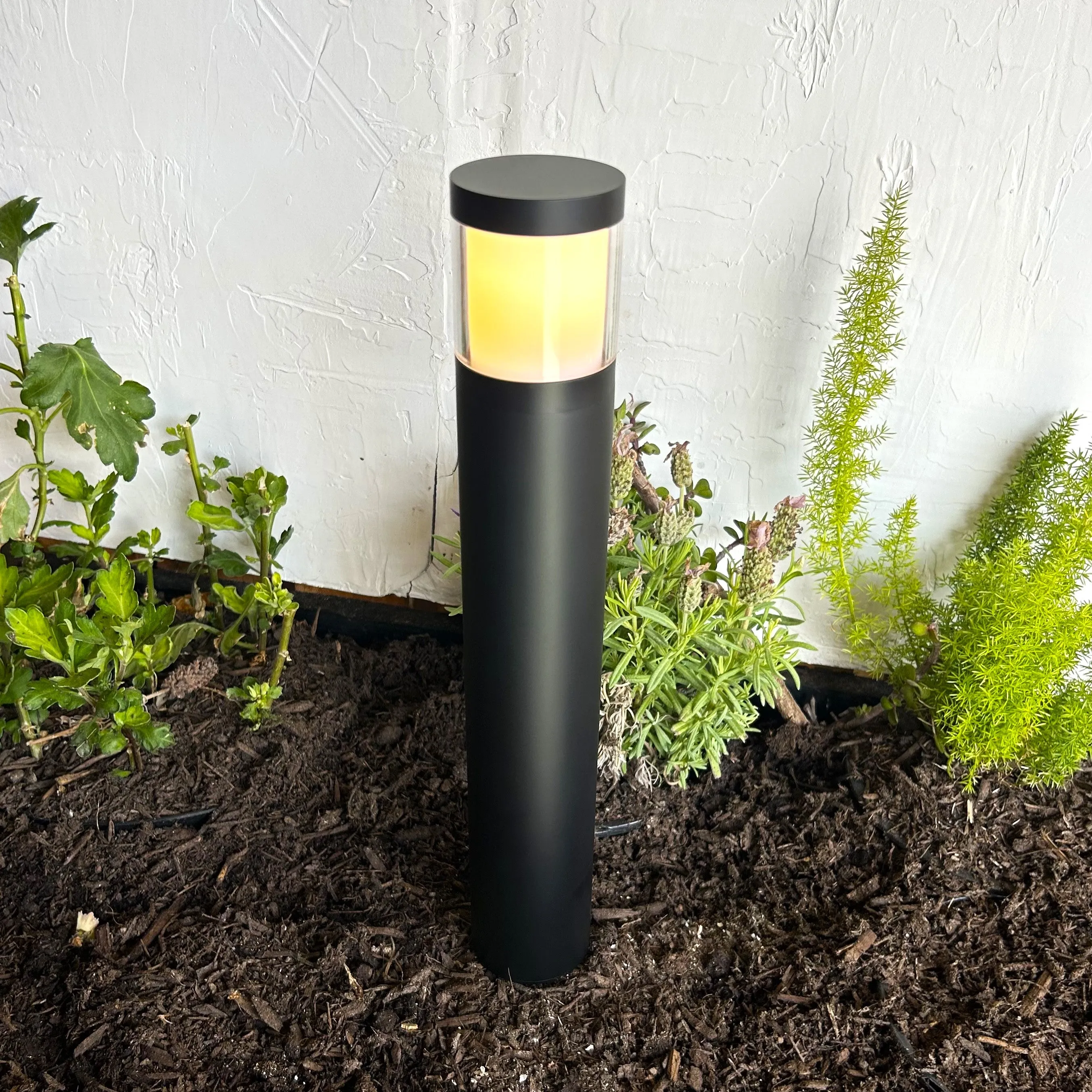 Brilia Cast Brass Bollard Contemporary Pathway Light Gun Metal Black